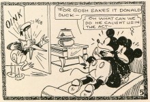 Une page tirée d&rsquo;une « Tijuana Bible » avec Mickey, Minnie et Donald