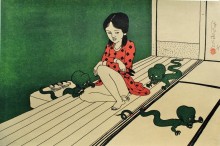 Une estampe délicate de Saeki Toshio