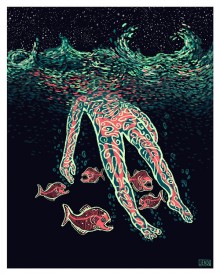 « The Hanged Man », illustration de James Reads tirée d&rsquo;un projet de jeu de tarot, The Visions Project