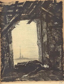 Illustration de Igor Yershow, pour « Le Cavalier de bronze » d&rsquo;Alexandre Pouchkine (1947)
