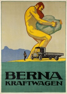 Une publicité pour les camions Berna en 1914, illustrée par Emil Cardinaux